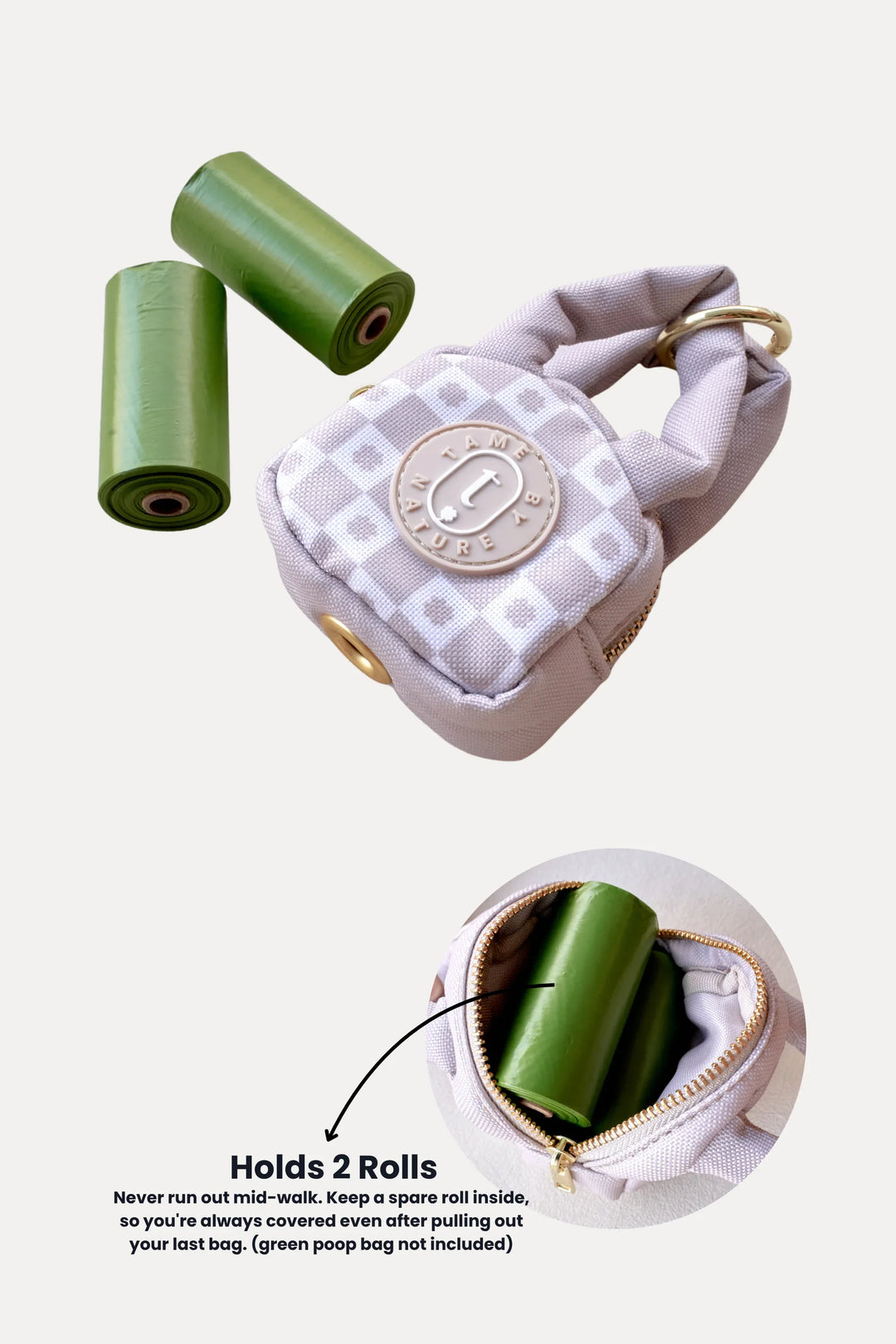POOP BAG MINI TOTE Milky Sage Gingham
